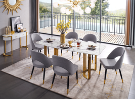 7 Piece Dining Set with Marble Top Table - $2,899.00+