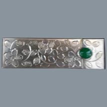 Vintage Italian 800 Silver Engraved Mirror Lipstick Case Holder Green Stone - £161.42 GBP