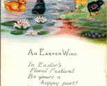 An Easter Wish Black &amp; Yellow Chicks Poem Flowers UNP DB Postcard E3 - $10.84
