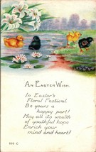 An Easter Wish Black &amp; Yellow Chicks Poem Flowers UNP DB Postcard E3 - £8.50 GBP