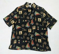 Bon Worth Womens Short Sleeve Button Shirt Sailing Club Size S Polyester Multi - $12.68