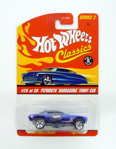 Hot Wheels Plymouth Barracuda Funny Car Classics Series 2 #28 Blue DieCa... - $14.99
