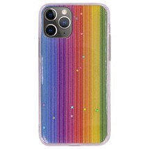 Slim Thin Vertical Rainbow Glitter Case Cover for iPhone 11 Pro Max 6.5&quot; - £6.10 GBP