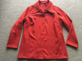 Vintage Polyester Blazer Burnt Orange Womens Suit Coat Jacket Disco 1970s Leisur - £19.73 GBP