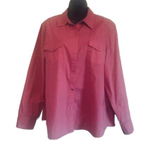 Red Ranch Western Women&#39;s Snap Shirt Size XL Long Sleeve Embellished Dark Pink - £17.31 GBP