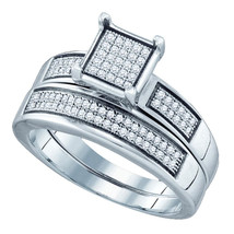 Sterling Silver Round Diamond Square Bridal Wedding Engagement Ring Band... - $4,091.35 MXN