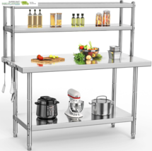 Stainless Steel Table with Overshelves, 42" X 24" Work Table with 42" X ... - $467.81