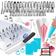 100Pcs Icing Piping Bags And Tips Set-Cookie,Cupcake Icing Tips Cake Decorating  - £27.17 GBP