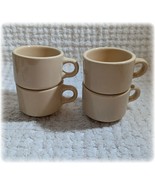 Homer Laughlin Coffee Cup Mug Restaurant Ware Tan Stackable 1966 MCM Mad... - $32.50 CAD