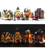 12 PCS Christmas Village Houses Set, Village Houses Figurines with LED L... - $47.38 CAD