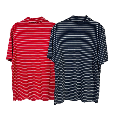 Vineyard Vines Lot Of 2 Open Feeder Stripe Polo Shirts Boy's XL Red Navy Cotton - $47.49