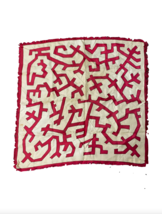 Vintage Michel Swiss Abstract Geometric Fringed Silk Neck Scarf Distress... - $49.45