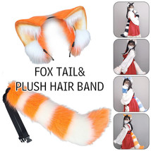 Women Faux Fox Fur Ear Headband Fluffy Long Tail Animal Cosplay Costume Props - £9.89 GBP+
