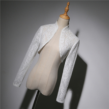 White Long Sleeve Wedding Lace Cover Ups Bridal Plus Size Lace Boleros image 2