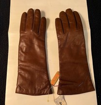 NEW ARIS Lord &amp; Taylor Women&#39;s Leather Gloves Cashmere Lined  Brown Size 6 SOFT - £46.47 GBP