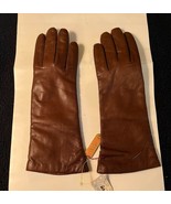 NEW ARIS Lord &amp; Taylor Women&#39;s Leather Gloves Cashmere Lined  Brown Size... - £46.41 GBP
