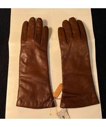 NEW ARIS Lord &amp; Taylor Women&#39;s Leather Gloves Cashmere Lined  Brown Size... - $59.00