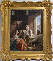 Interior genre scene Reading Early 20th century Oil painting Well framed - £439.76 GBP