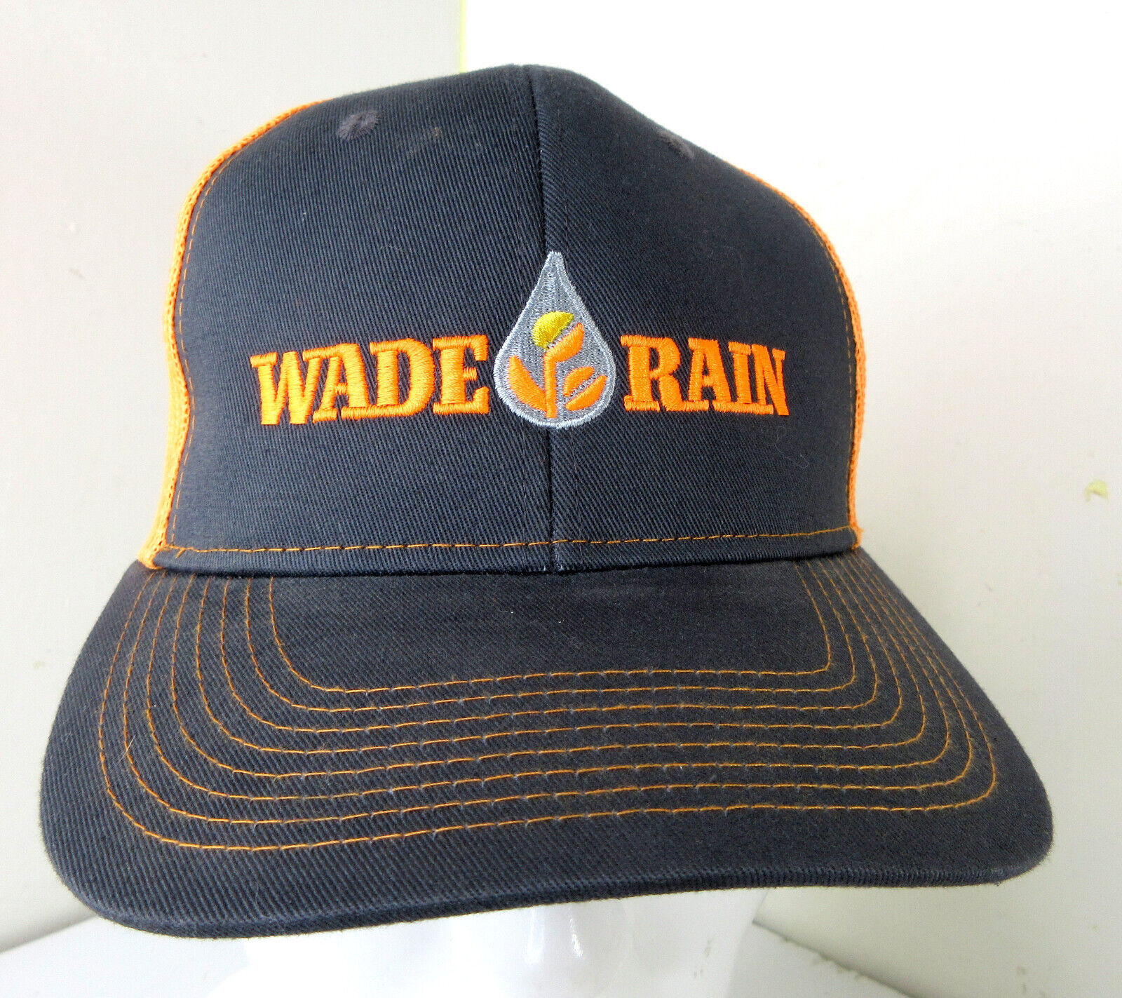 Port Authority Wade Rain Black/Orange Mesh Snapback Baseball Trucker Cap Travis - $14.80