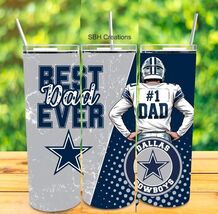 1-20oz #1 Dad Cowboy football insulated Tumbler with sliding lid &amp; straw - $19.80