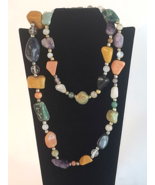 Vintage Semi Precious Stones Necklace 20&quot; - £14.15 GBP