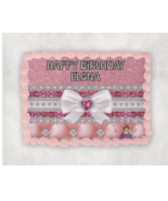 Coquette Pink Glitter Diamond Bow Edible Image Edible Birthday Cake Topp... - $16.14+