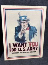 Vintage &quot;I Want You for US Army&quot; Uncle Sam Poster dated 1985 11x14 - £13.20 GBP