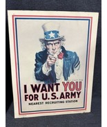 Vintage &quot;I Want You for US Army&quot; Uncle Sam Poster dated 1985 11x14 - £13.33 GBP
