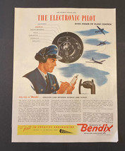Vintage Print Ad Bendix Aviation Electronic Pilot 1945 Ephemera 13.5&quot; x ... - $11.75