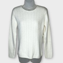 NWT PURSUITS winter white lambs’ wool &amp; rabbit hair cable knit crewneck ... - $33.87