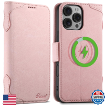 SINIANL iPhone 14 Pro Max Wallet Case MagSafe Leather Cover Card Slots Pink - $41.62