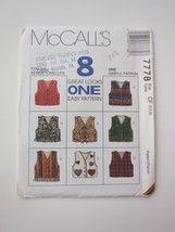 McCalls 7778 Sleeveless Lined Vests Childs Size 4-5-6 Sewing Pattern Uncut FF - £6.82 GBP