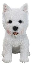 Realistic Adorable Sitting White Westie Dog Puppy Home Decor Figurine 6"H - $27.99