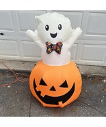 Gemmy Airblowne Ghost Pumpkin Halloween Inflatable Bow Tie 3.5’ - $29.69