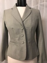 Ann Taylor Women&#39;s Blazer Petites Gray 100% Wool Fully Lined 3 Button Si... - $29.70
