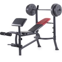 Weight Bench Press with 80LB Weight Set Workout Home Gym Bicep Strength Training - £312.12 GBP