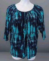 OSO Casuals Mixed Media Tie-Dye Short Sleeve Round Neck Top Size XL - $13.85
