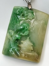 Icy Ice Yellow &amp; Green Natural Burma Jadeite Jade Landscape Pendant # 61 carat # - £790.37 GBP