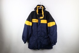 Vintage 90s Columbia Mens Large Tall Distressed Spell Out Hooded Puffer Jacket - £50.03 GBP