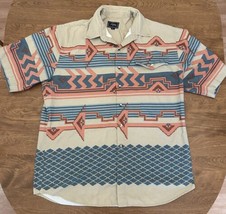 Roper Shirt Mens XL Cotton VINTAGE Short Sleeve Aztec Western Cowboy But... - £27.24 GBP