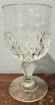 Vintage Indiana Glass, Wine Glass, Clear Diamond Point Single Glass 7" - $9.80