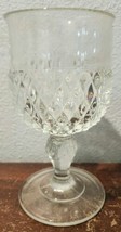 Vintage Indiana Glass, Wine Glass, Clear Diamond Point Single Glass 7&quot; - £7.85 GBP