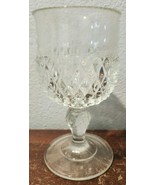Vintage Indiana Glass, Wine Glass, Clear Diamond Point Single Glass 7&quot; - $9.80