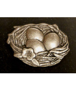 Birds &amp; Blooms Pewter Pin Limited Edition 2007 Birds Nest w/ Eggs Magazi... - £10.07 GBP