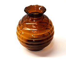 Vintage Honey Gold 5¼” BEEHIVE Vase - Marked USA, Possibly Blenko - SHIP... - $26.59
