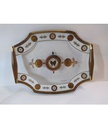 Butterfly Tray Georges Briard  Glass Wood Handles Rectangular Gold White... - $66.88 CAD