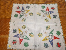 Vtg Masonic Oes Order Of The Eastern Star Fraternity Ladies Handkerchief W/Tag - £3.91 GBP