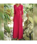 SOFT SURROUNDINGS Salvadora Red Maxi Wrap Surplice Tie Waist Dress Large... - $65.37 CAD