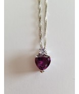 Fashion Jewelry ~ Silver-tone ~ Heart Design with a Purple Crystal ~ Nec... - $22.44