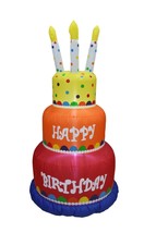 6 FOOT TALL INFLATABLE HAPPY BIRTHDAY CAKE Party Outdoor Yard Lawn Decor... - £58.27 GBP